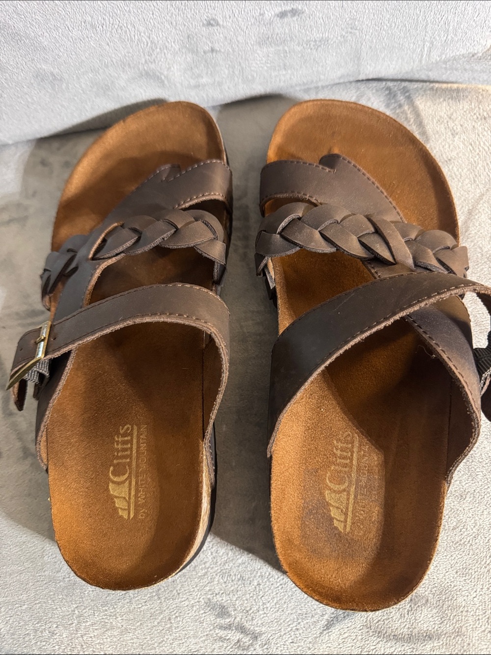 White Mountain Cliffs Brown Suede Slide Sandals
